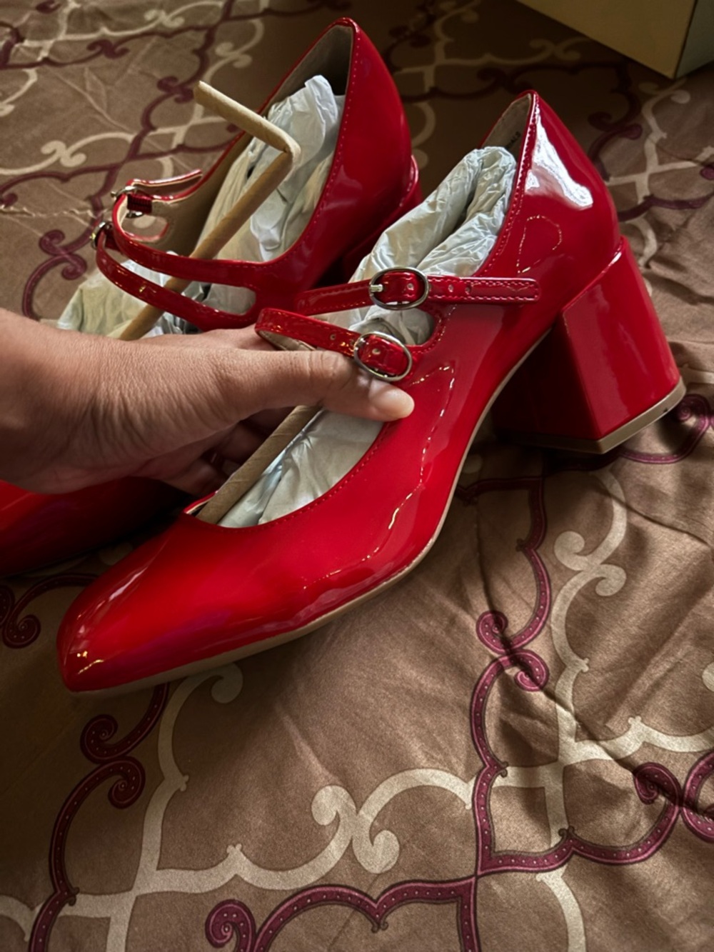 Shiny red heels